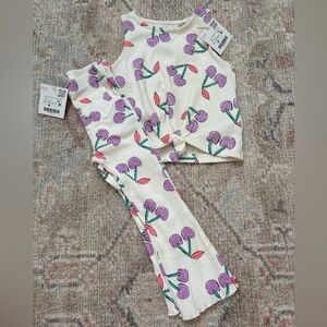 Cherry Print Top and Pants Set